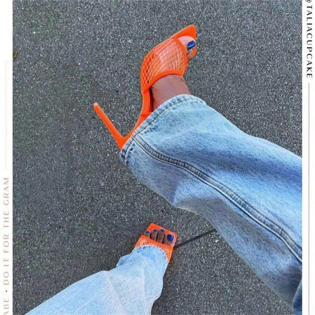 2023 new spring summer high heels Lace shoes for women Mesh sexy luxury open-toe fashion Elegant banquet Pumps for ladies