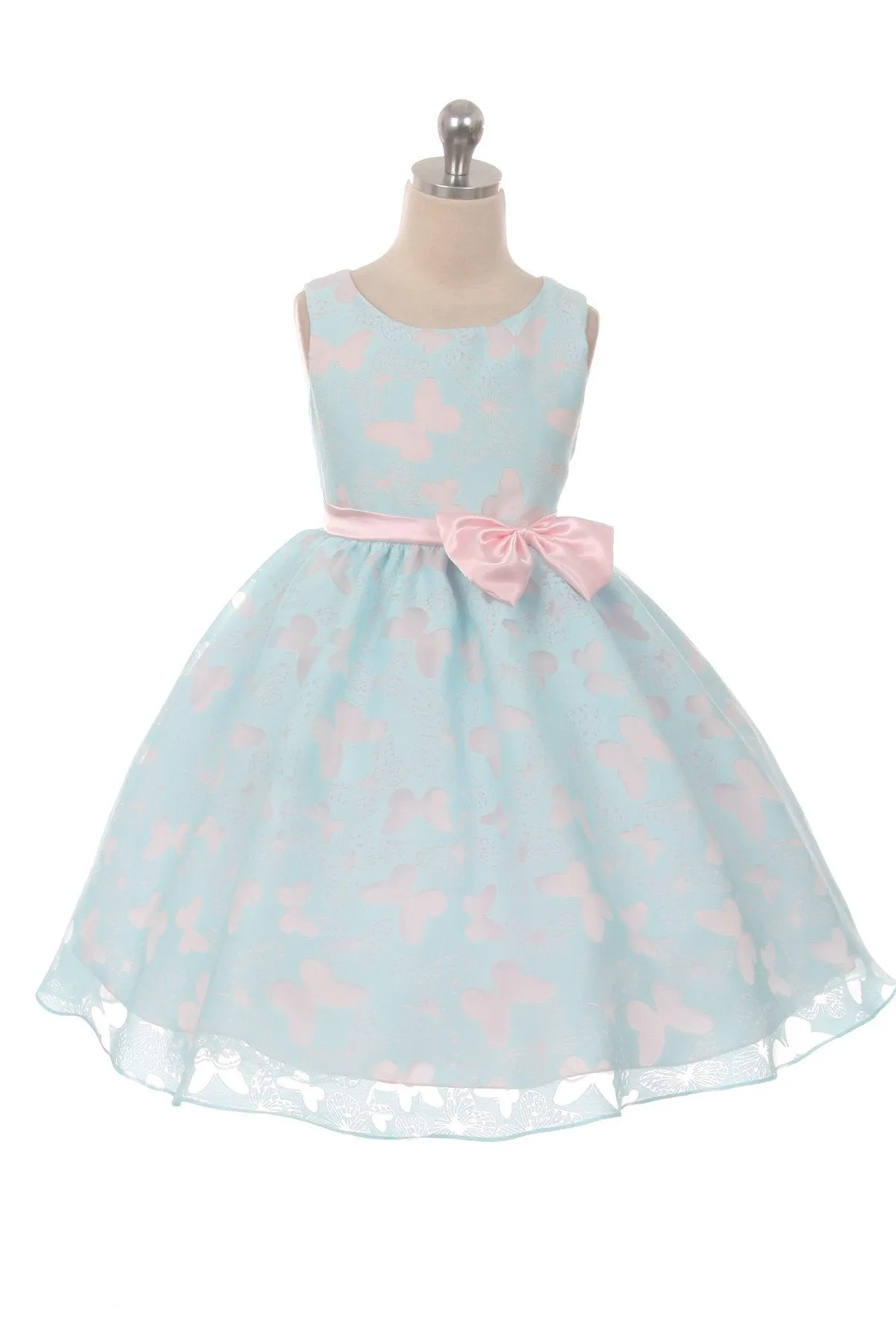 382 Butterfly Burnout Organza Girl Dress
