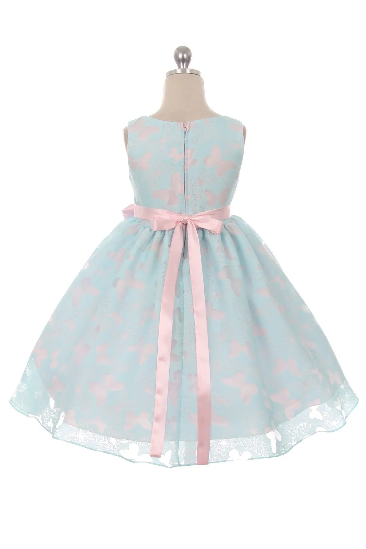 382 Butterfly Burnout Organza Girl Dress