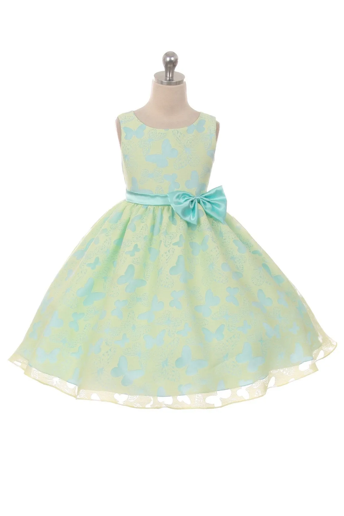 382 Butterfly Burnout Organza Girl Dress