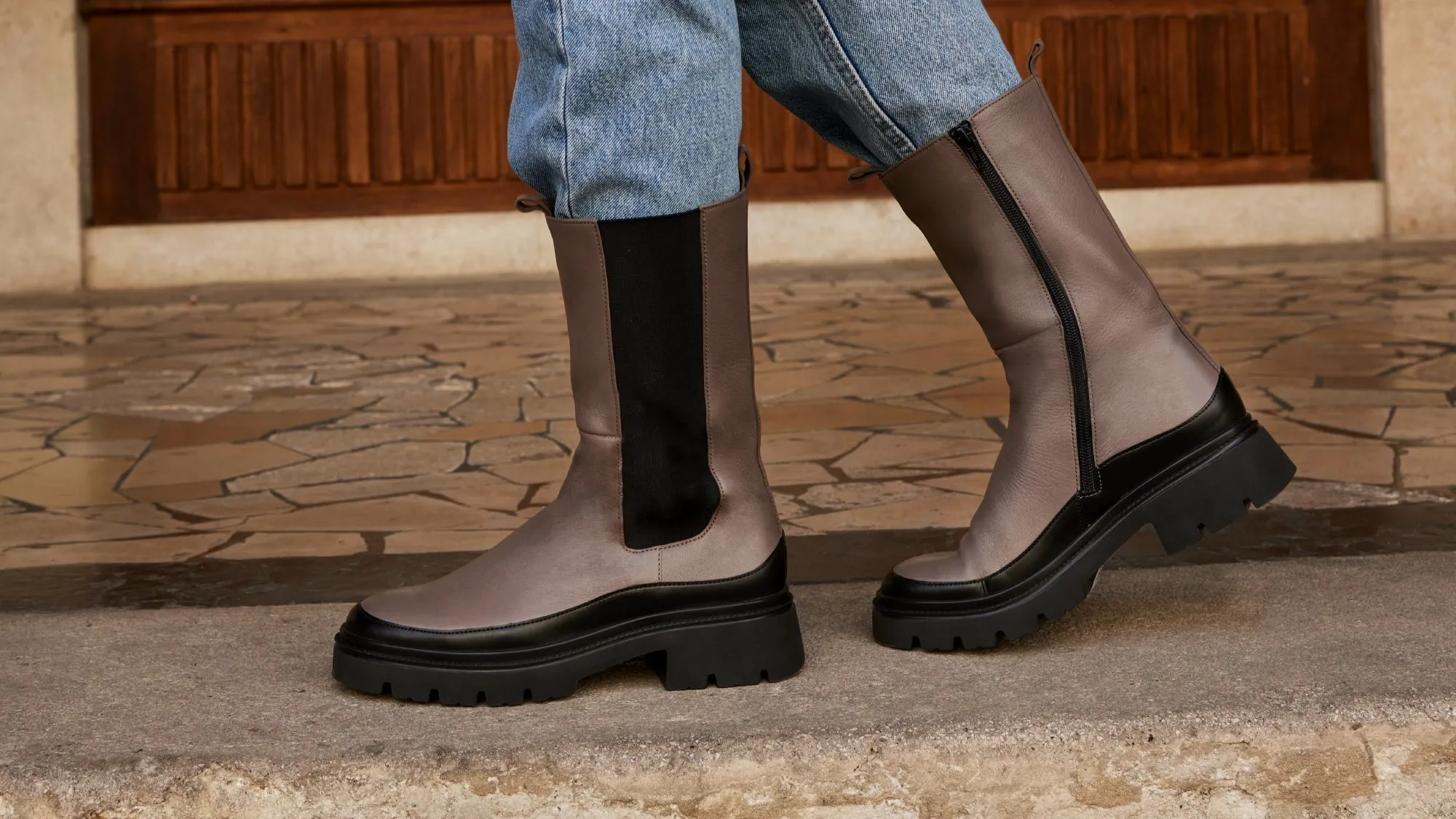 '91.834.29' women's medium long boot - Light grey