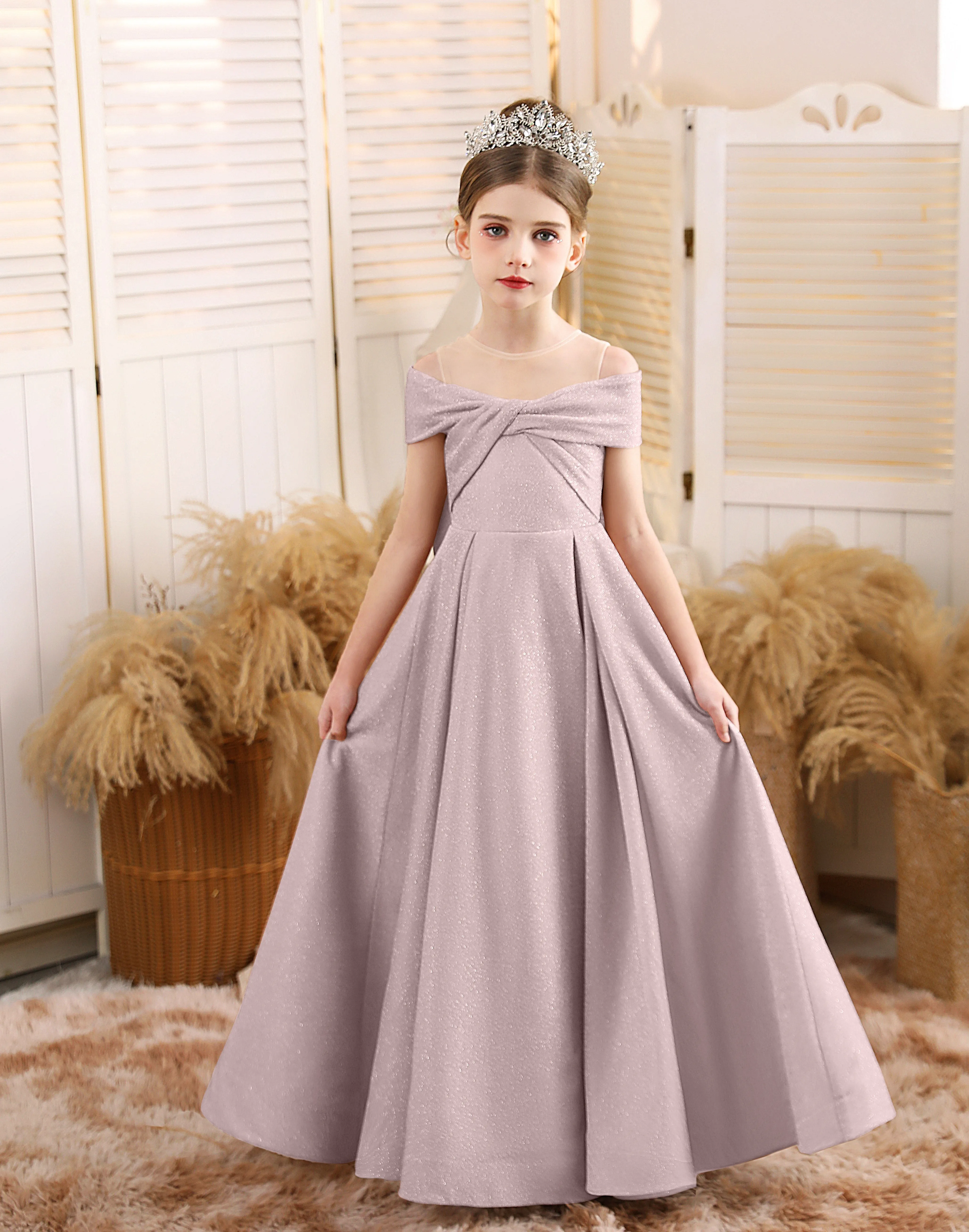 A-line Scoop Floor-Length Tulle/Sequin Flower Girl Dress