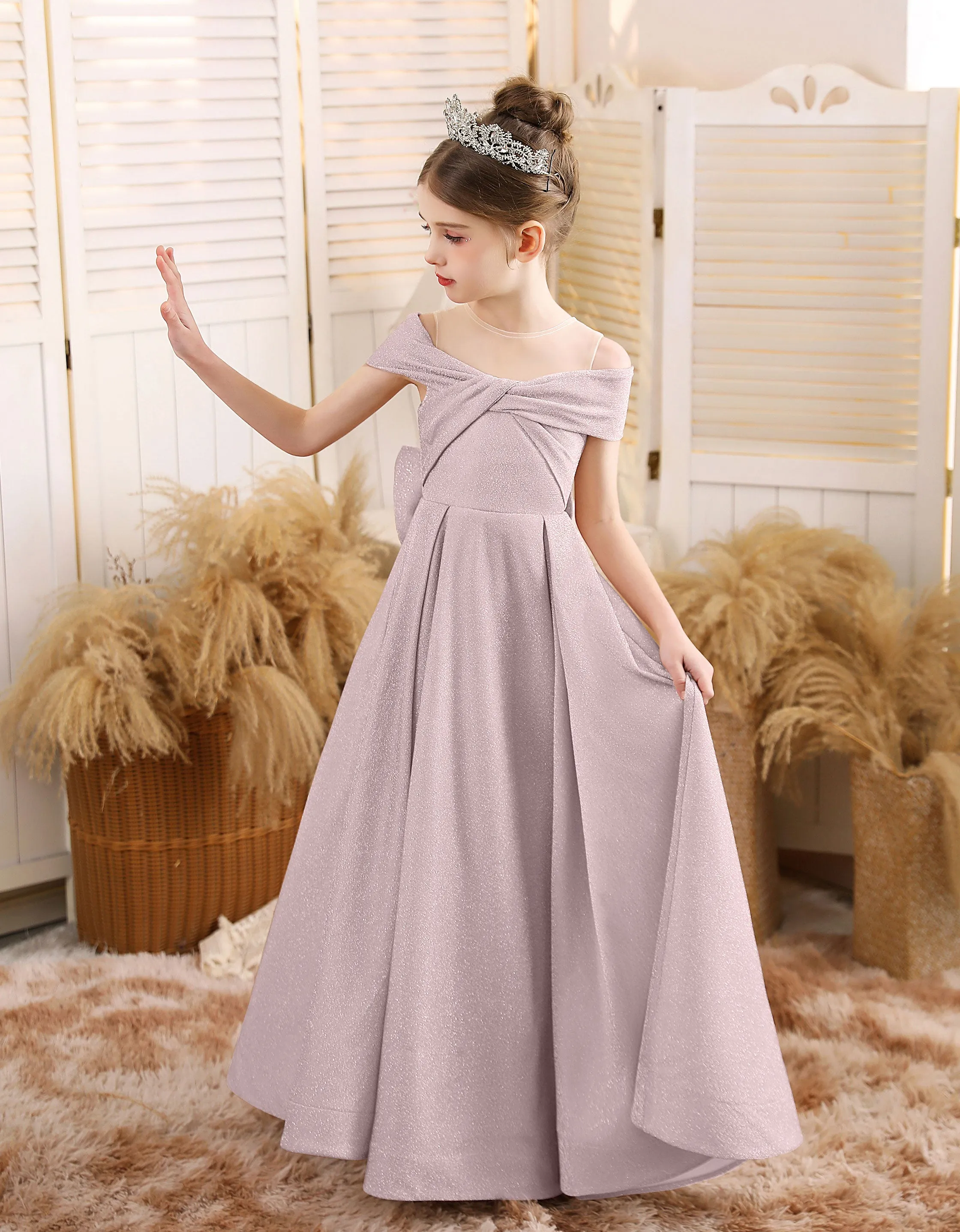 A-line Scoop Floor-Length Tulle/Sequin Flower Girl Dress