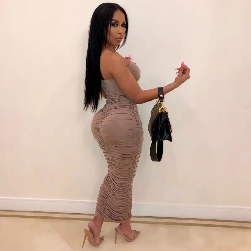 Adira Strapless Ruched Bodycon Maxi Dress