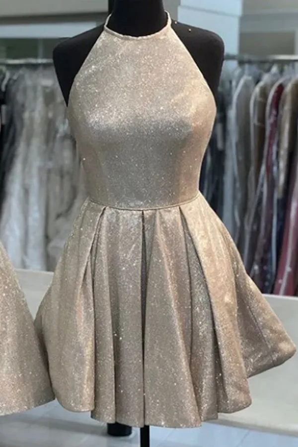 Anneprom New Sparkly Halter Short Homecoming Dresses, Short Prom Dresses APH0136