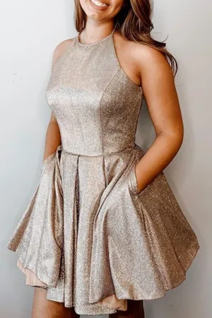 Anneprom New Sparkly Halter Short Homecoming Dresses, Short Prom Dresses APH0136