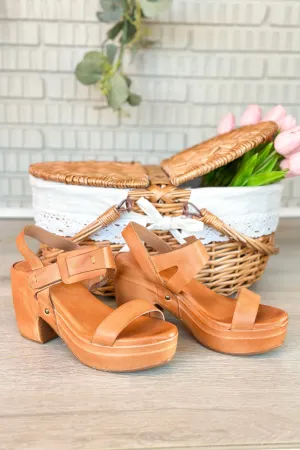 Antelope Kira Taupe Leather Block Wedge