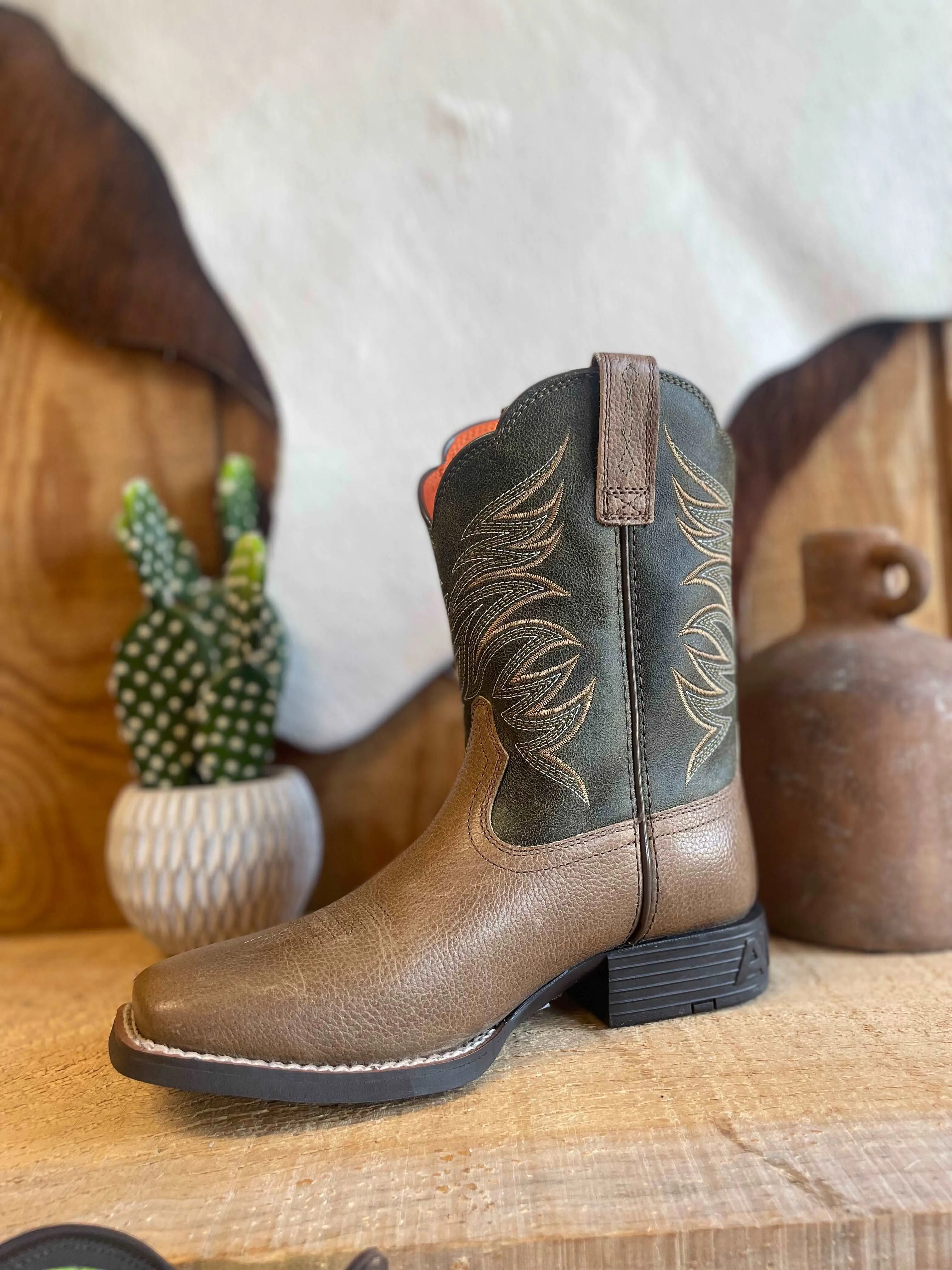 Ariat Kid's Boots - Firecatcher - Distressed Brown / Green