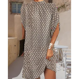 Artiselle | Knee-Length Dress with Half Sleeves Print