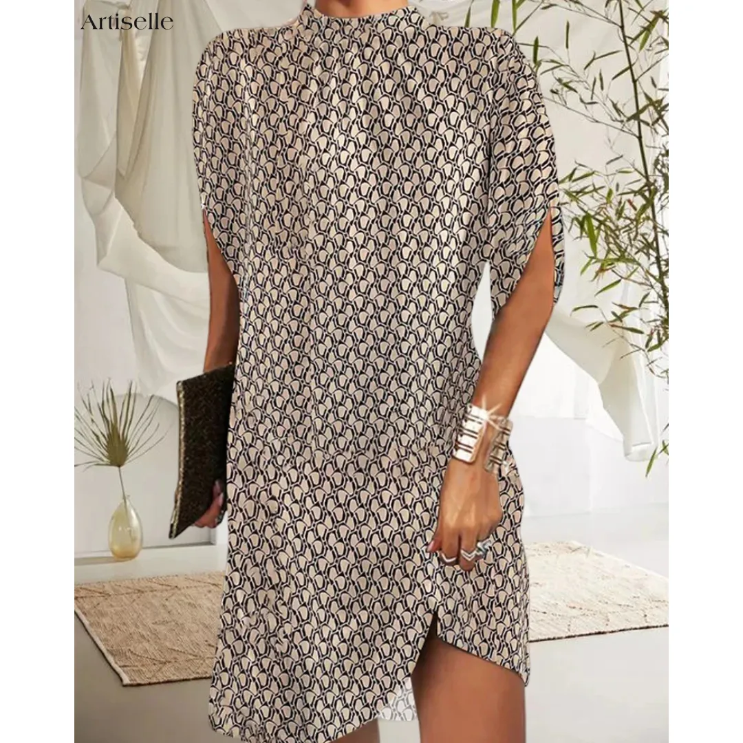 Artiselle | Knee-Length Dress with Half Sleeves Print