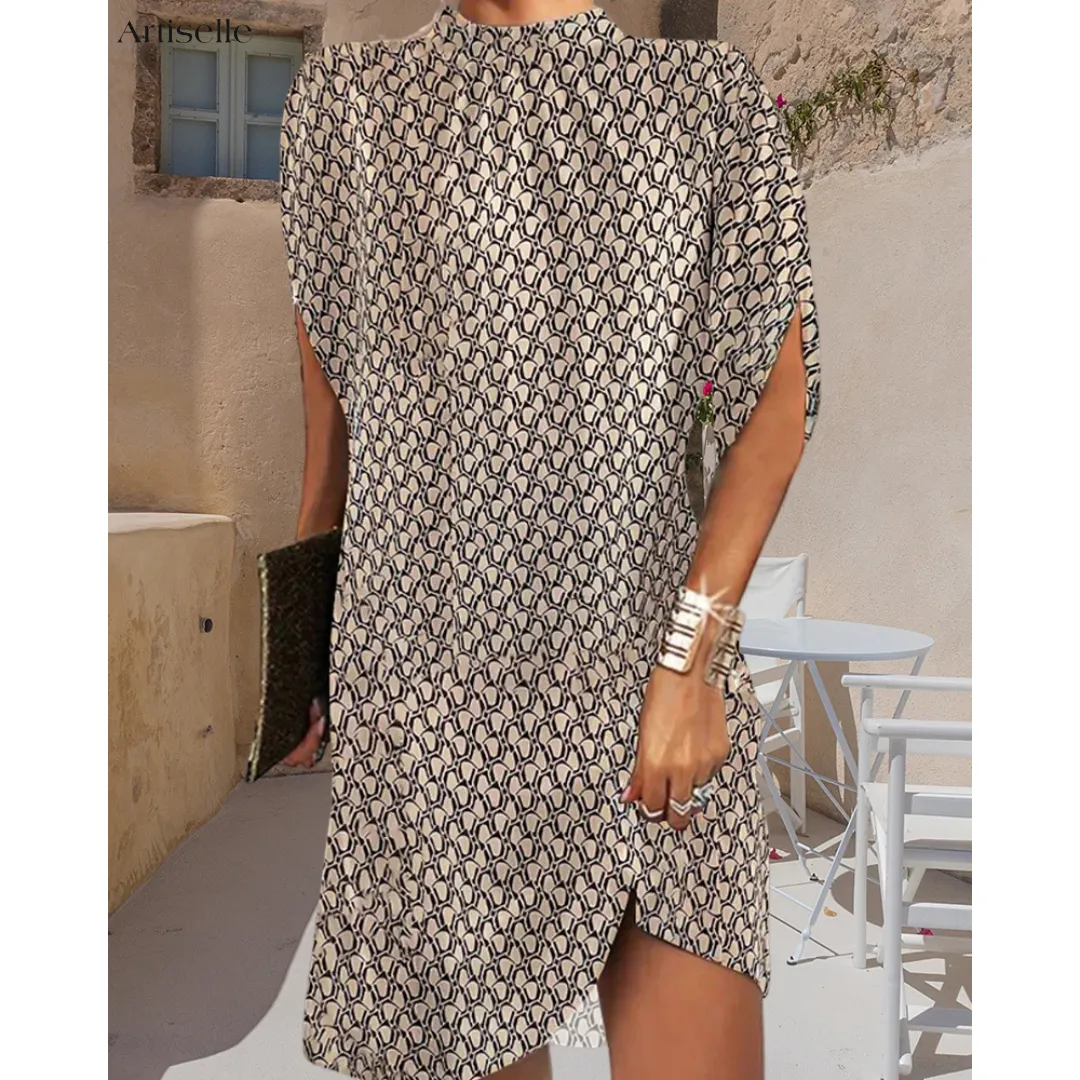 Artiselle | Knee-Length Dress with Half Sleeves Print