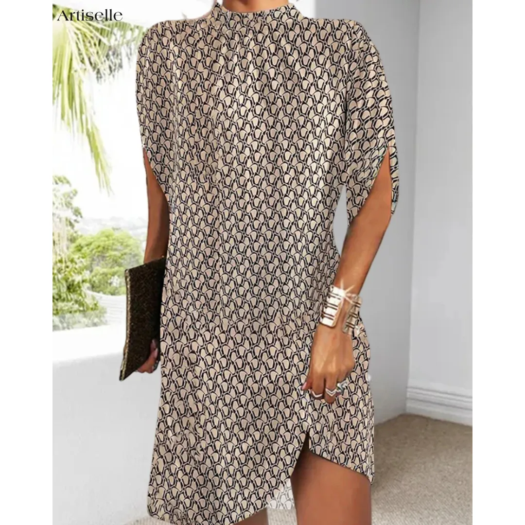 Artiselle | Knee-Length Dress with Half Sleeves Print