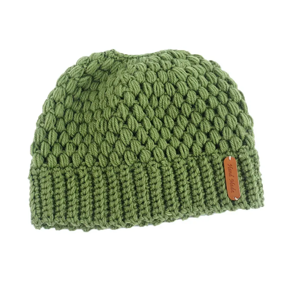 Autumn Winter Warm Messy High Bun Ponytail Beanie - Stretch Knit Colorful Hole Cap for Women and Girls, Hot Fashion Accessory