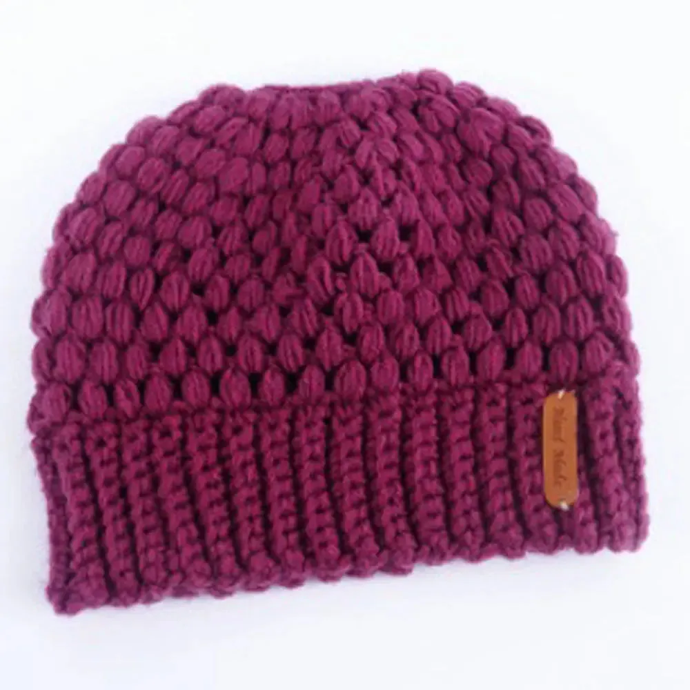 Autumn Winter Warm Messy High Bun Ponytail Beanie - Stretch Knit Colorful Hole Cap for Women and Girls, Hot Fashion Accessory