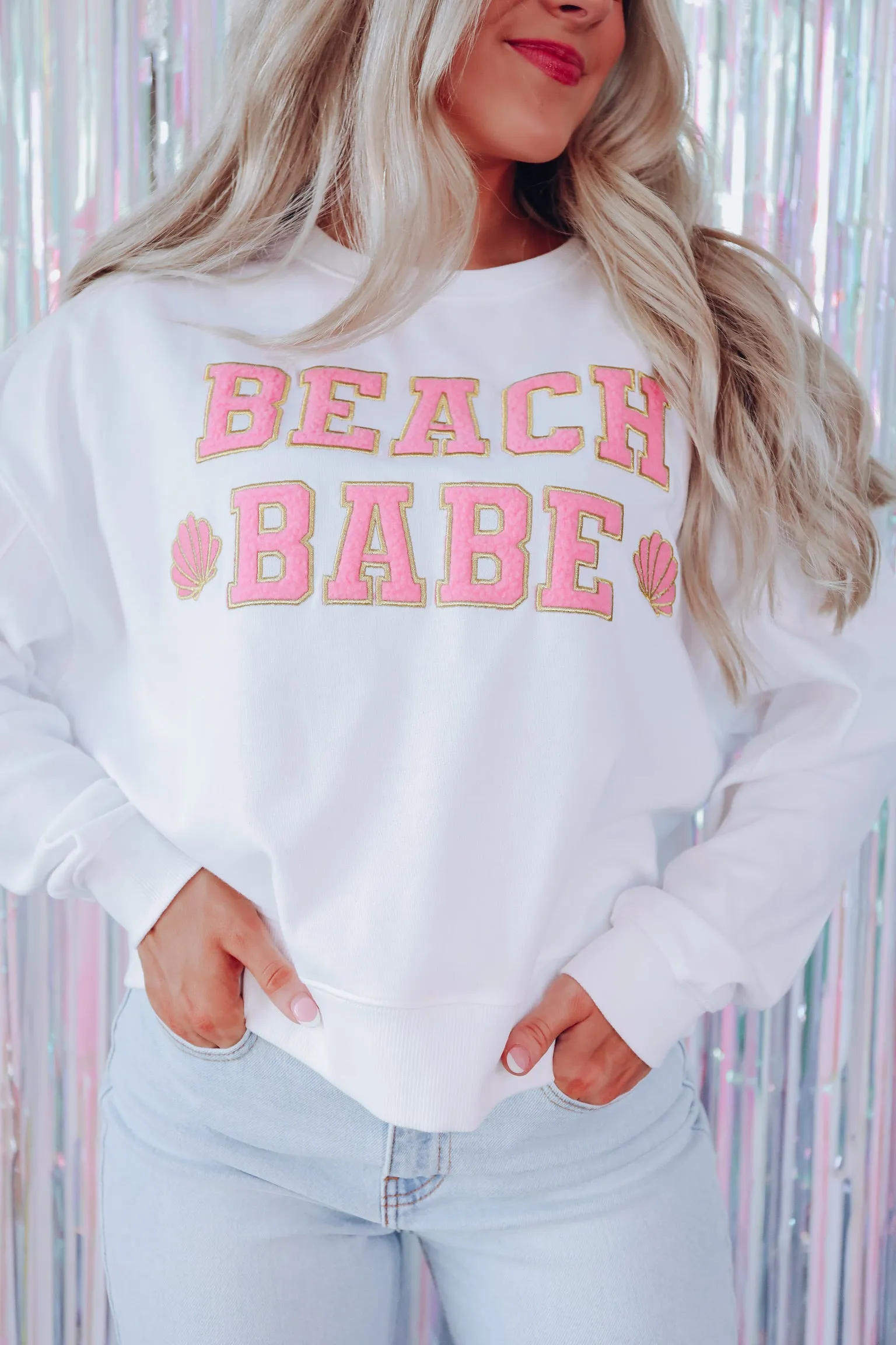 Beach Babe Patch Graphic Sweatshirt - Ivory