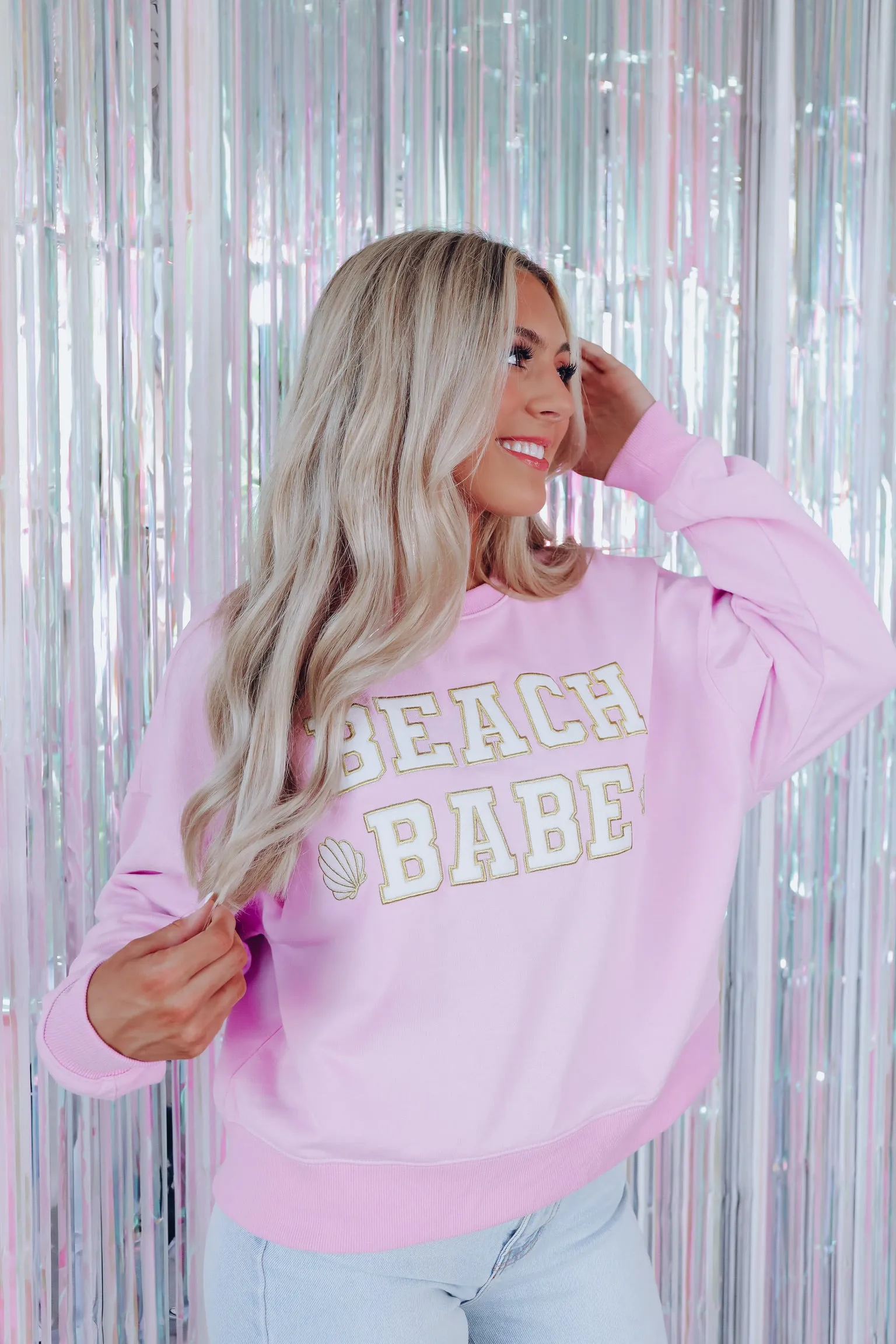 Beach Babe Patch Graphic Sweatshirt - Lavender