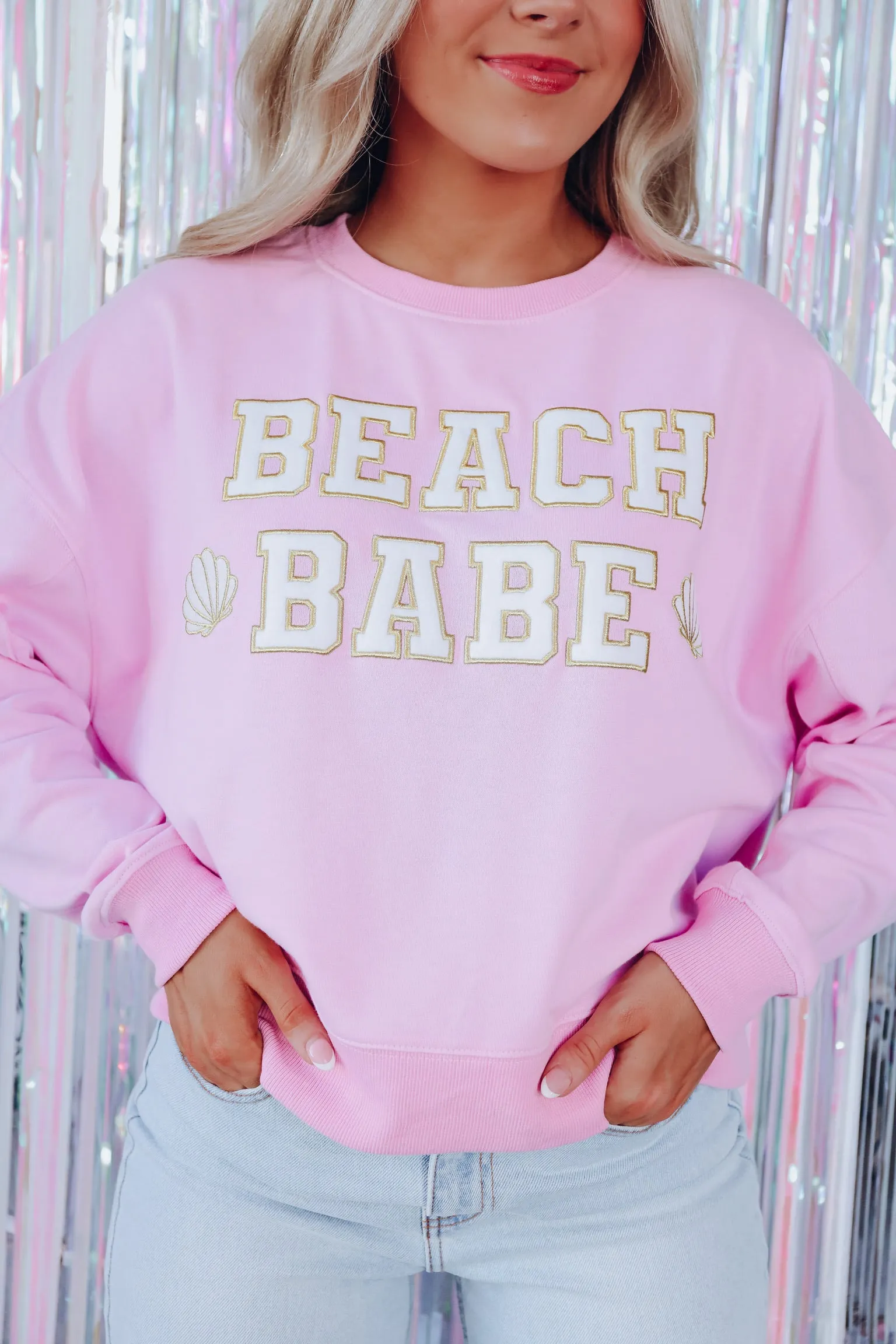 Beach Babe Patch Graphic Sweatshirt - Lavender