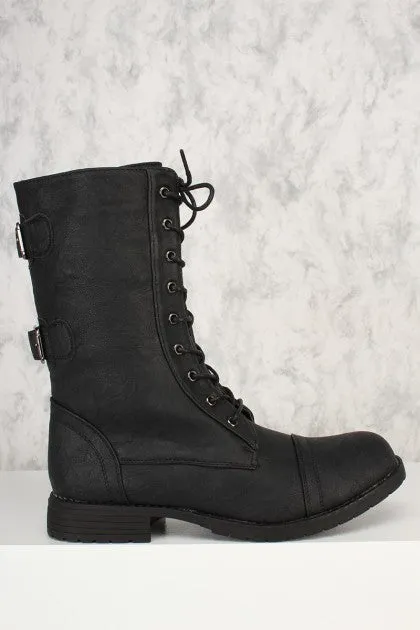 Black buckle back combat boots