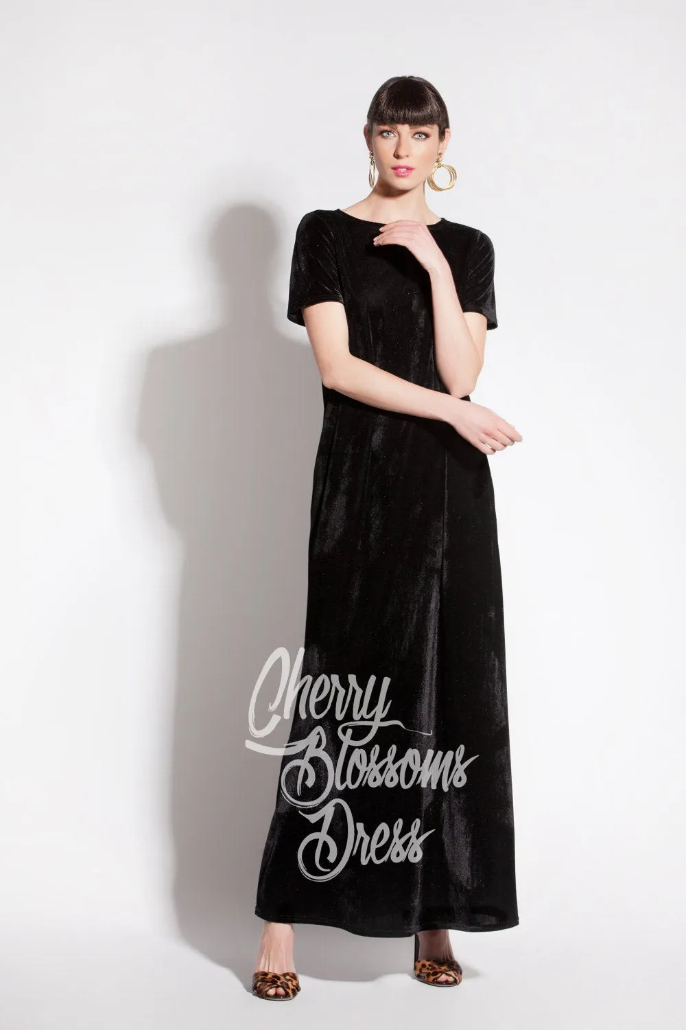 Black Maxi Dress, Velvet Dress, Flare Dress, Long Black Dress, Elegant Dress, Formal Dress, Evening Dress, Plus Size Dress, Cocktail Dress