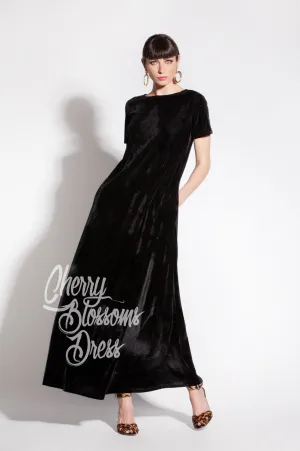 Black Maxi Dress, Velvet Dress, Flare Dress, Long Black Dress, Elegant Dress, Formal Dress, Evening Dress, Plus Size Dress, Cocktail Dress
