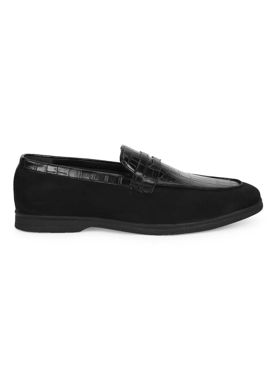 Black PU Croc Pattern Men's Loafers (TC-SM-5004-BLK)