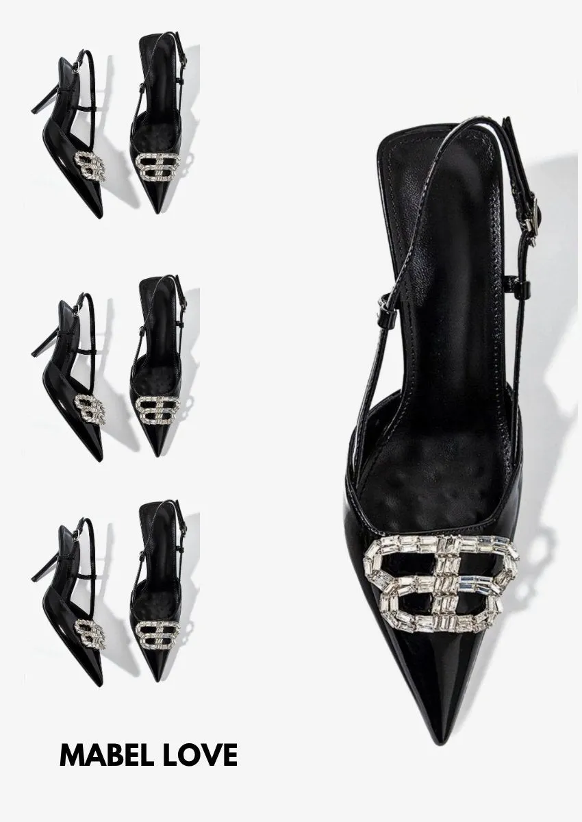 Black Rhinestone Heels