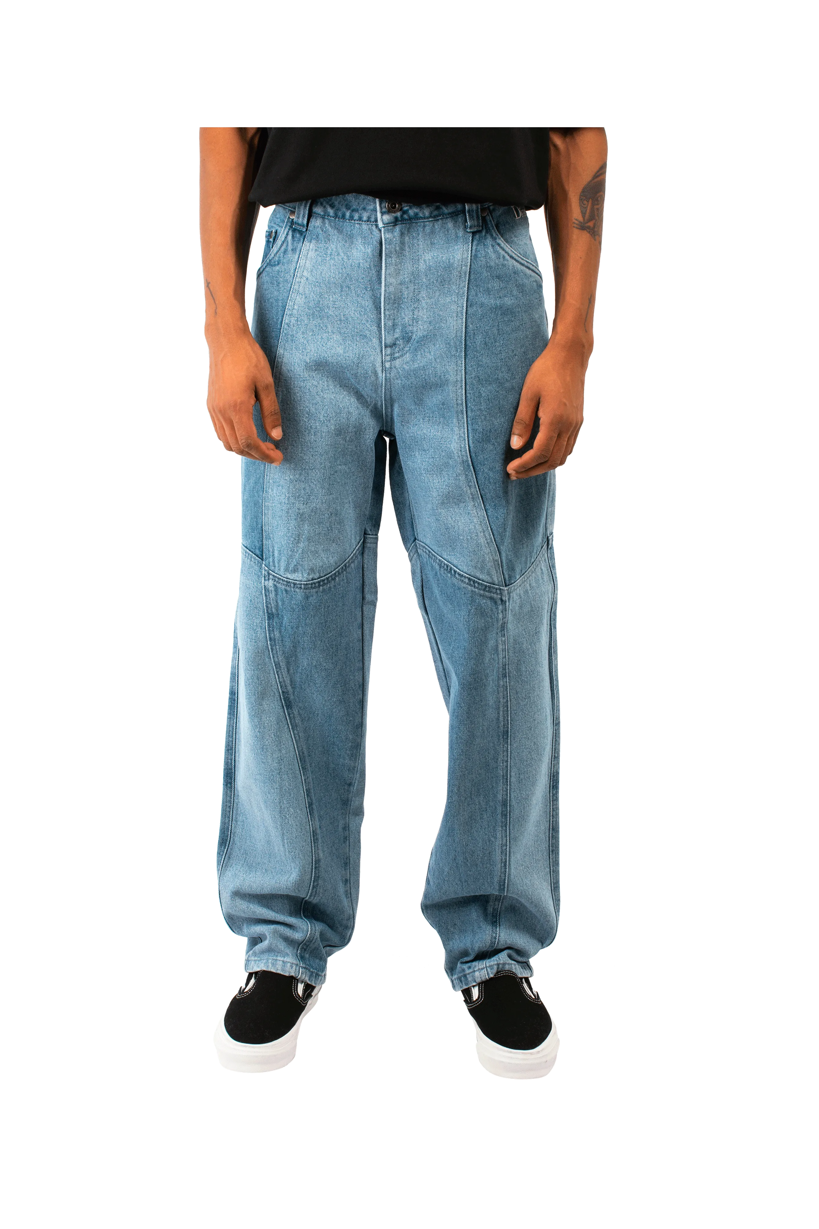 Blocked Relaxed Denim Pants