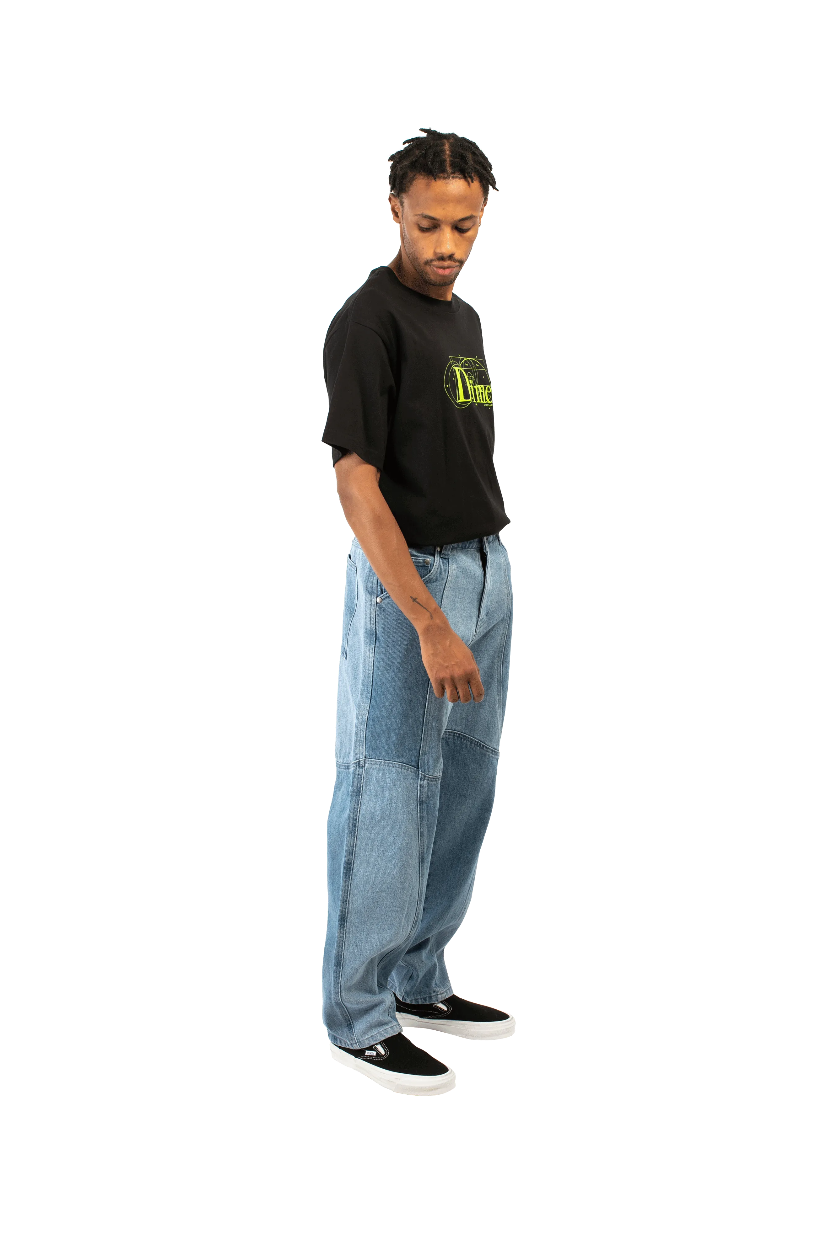 Blocked Relaxed Denim Pants