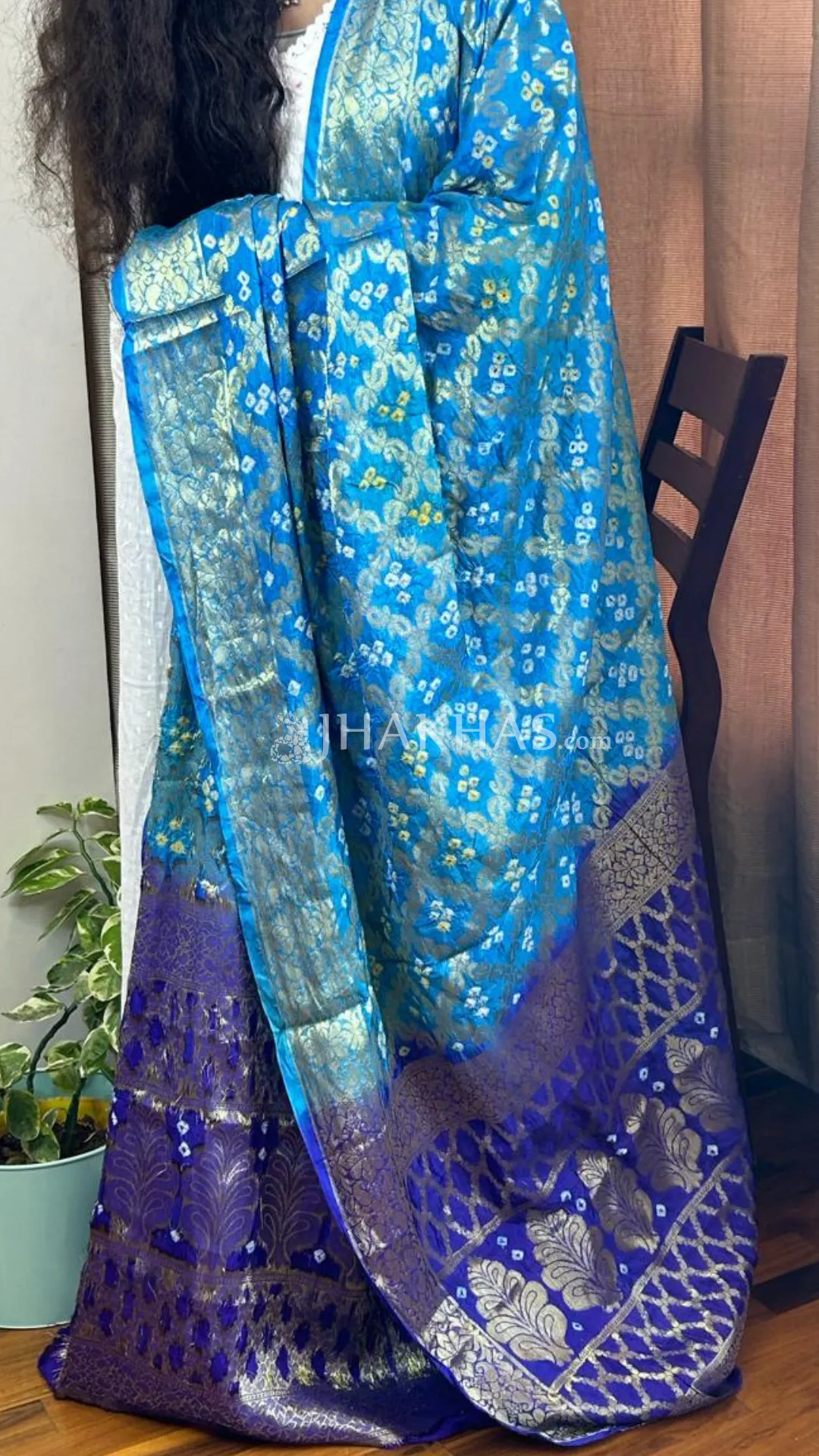Blue Ombre Banarasi Ghatchola Soft Silk Dupatta