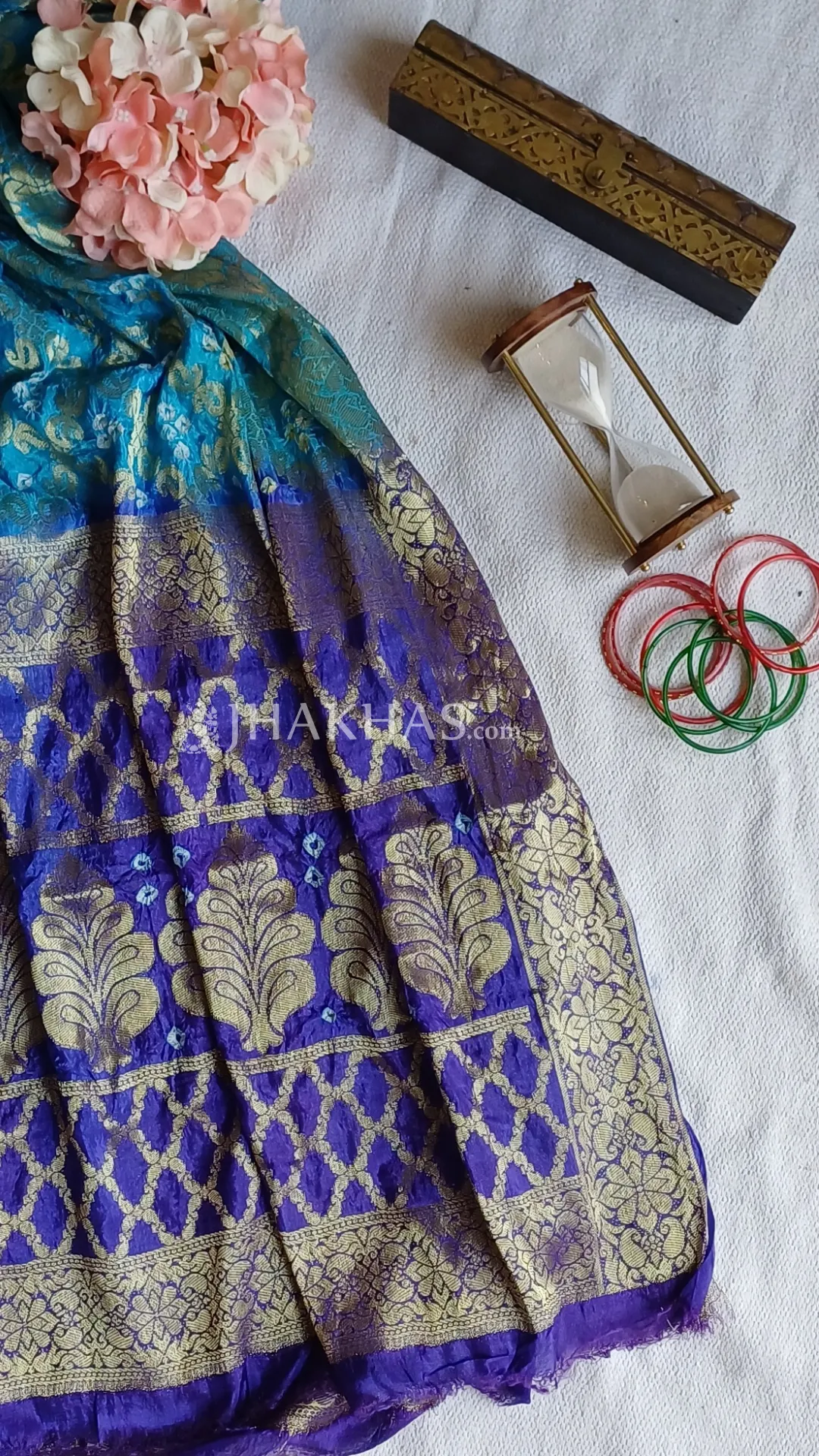 Blue Ombre Banarasi Ghatchola Soft Silk Dupatta