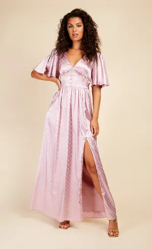 Blush Spot Button Detail Maxi Dress