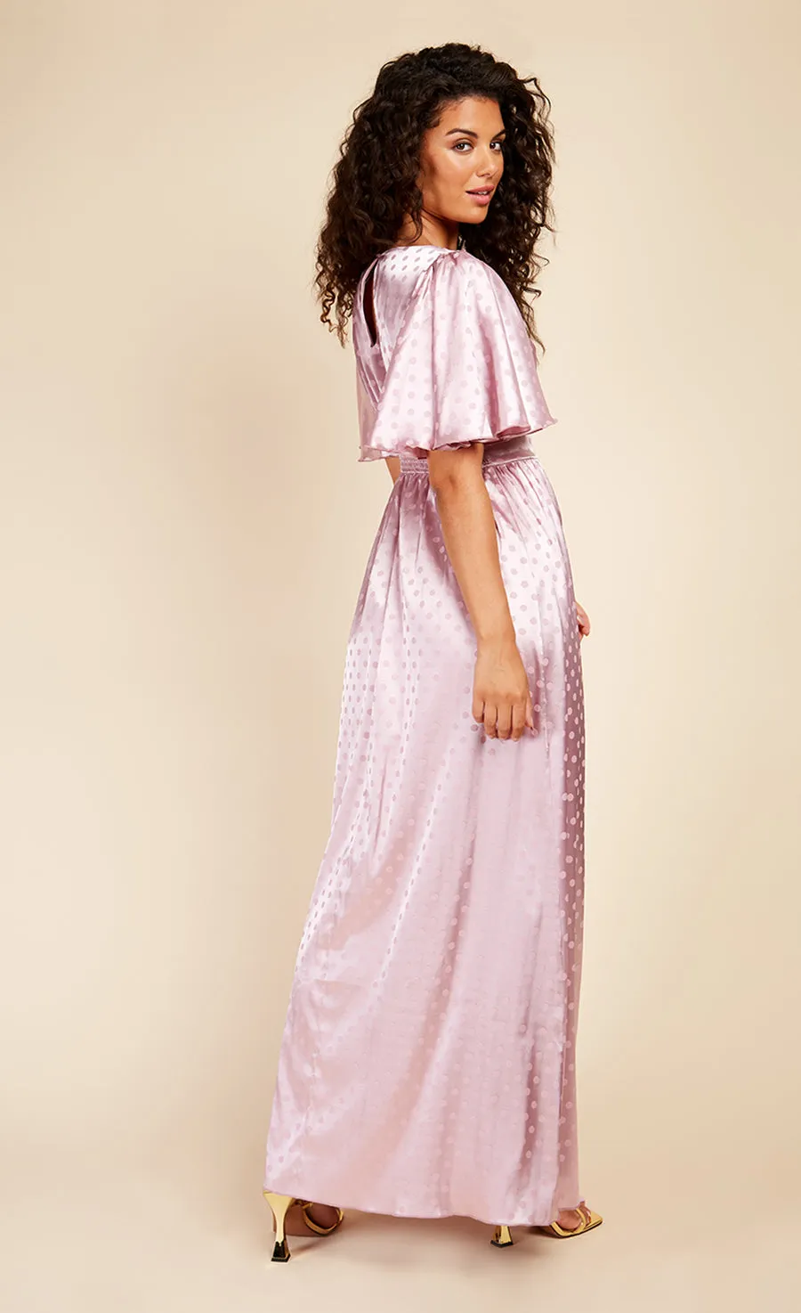 Blush Spot Button Detail Maxi Dress