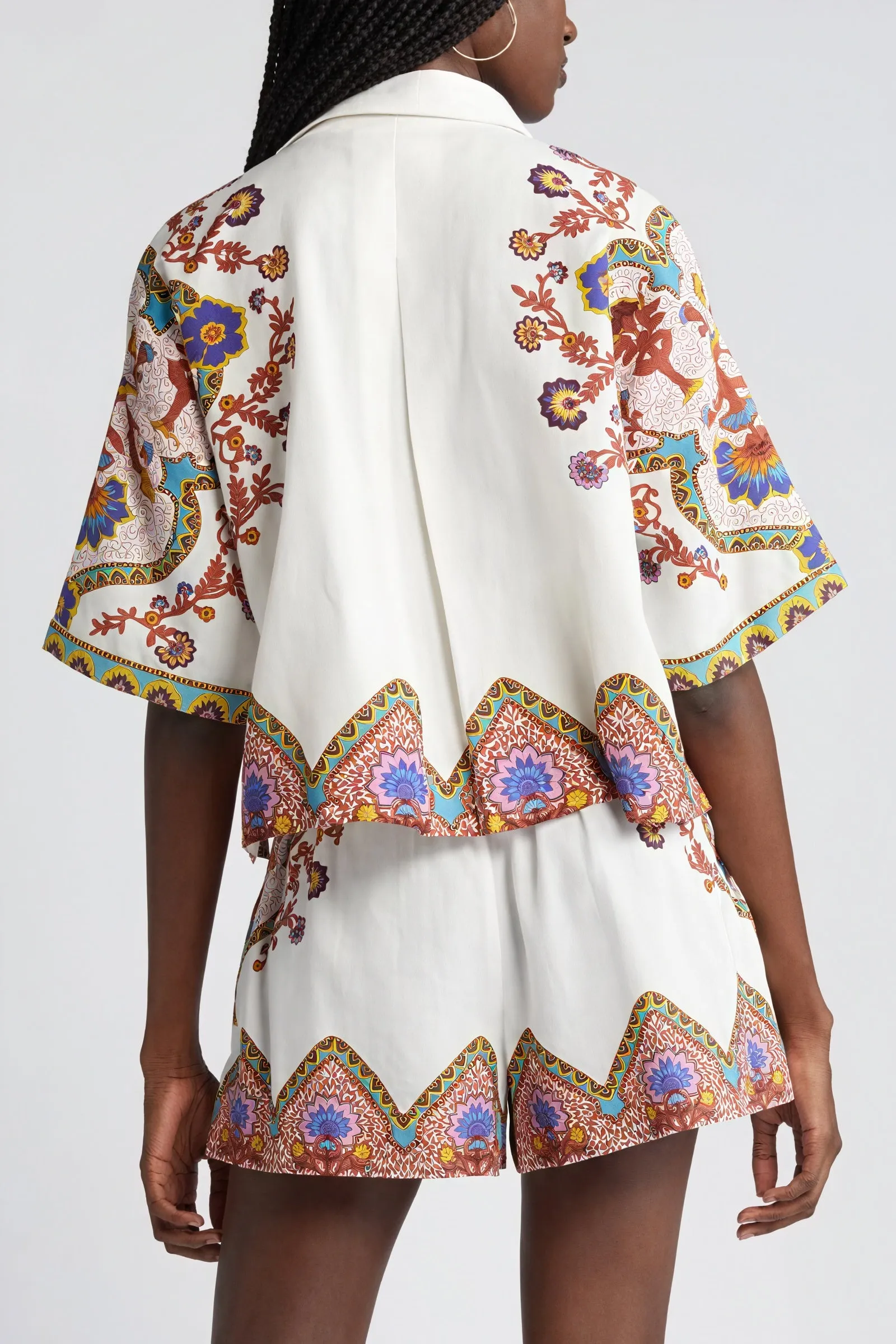 Bohemian Button-Down Top with Floral Design