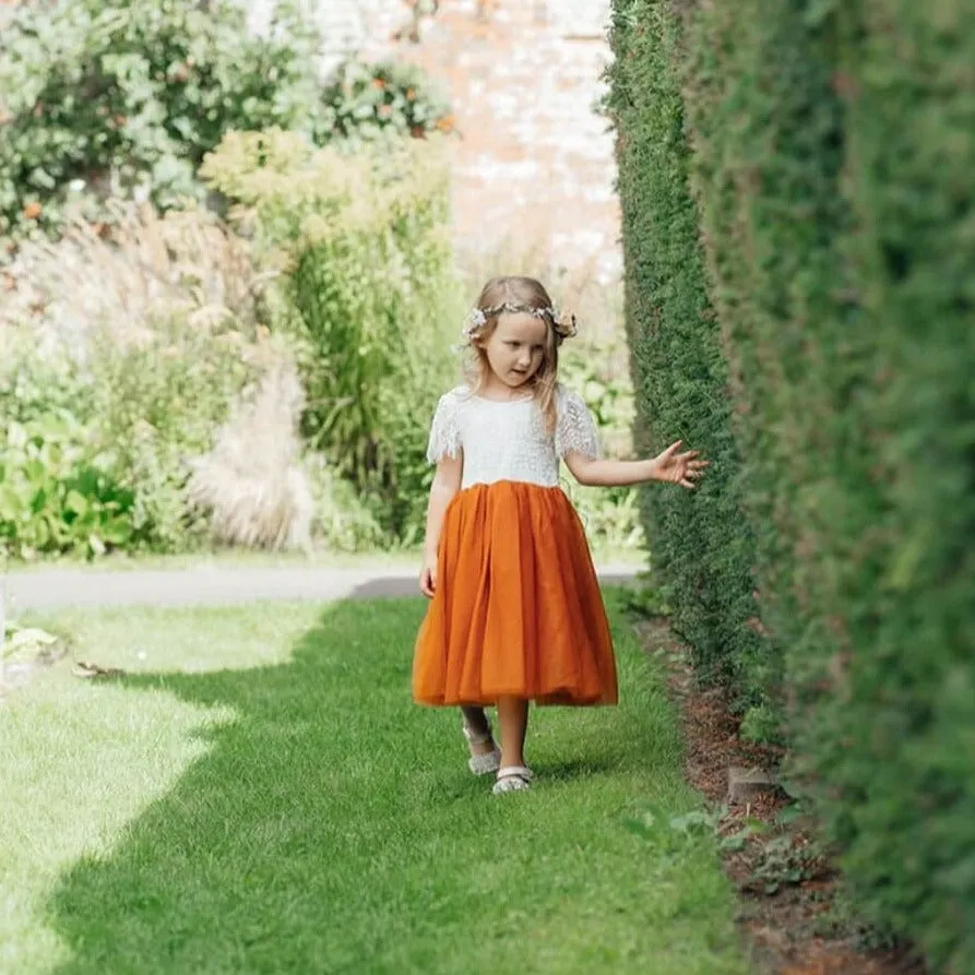 Bohemian Flutter Tea Dress - Burnt Orange