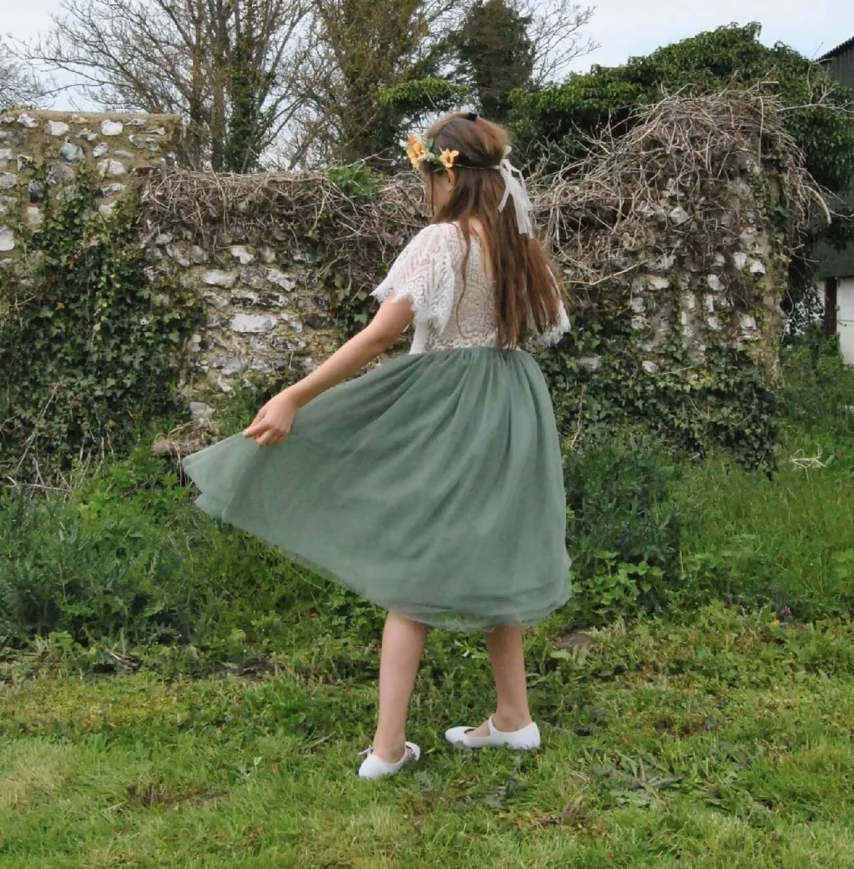 Bohemian Flutter Tea Dress - Sage Green