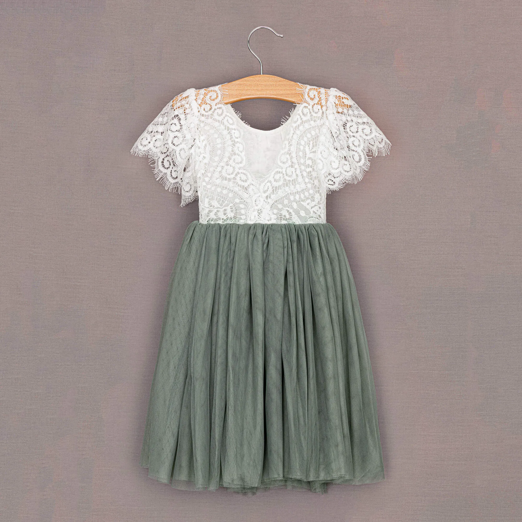 Bohemian Flutter Tea Dress - Sage Green