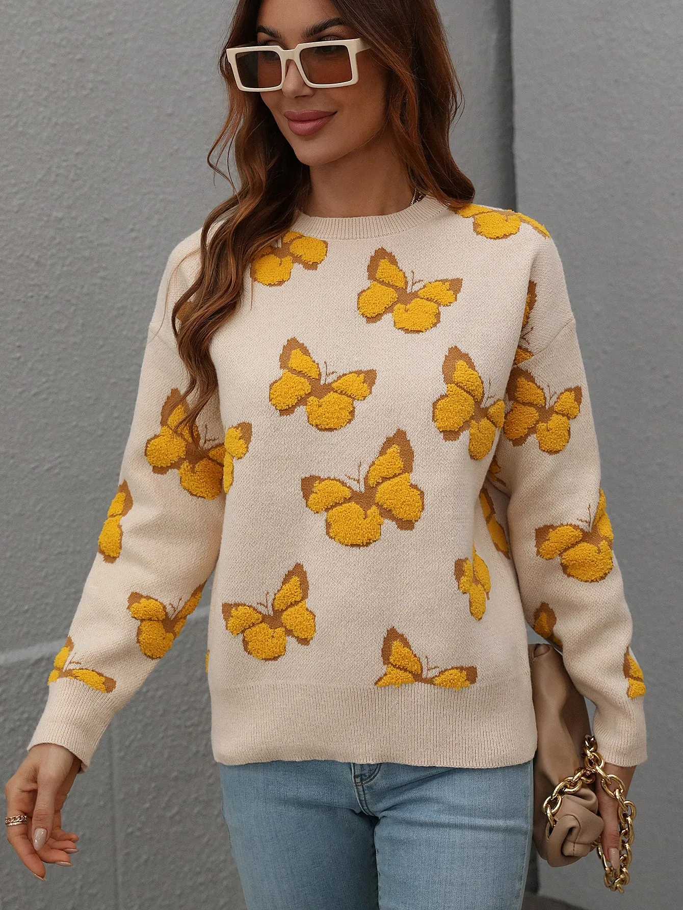 Butterfly Knit Top - Beige