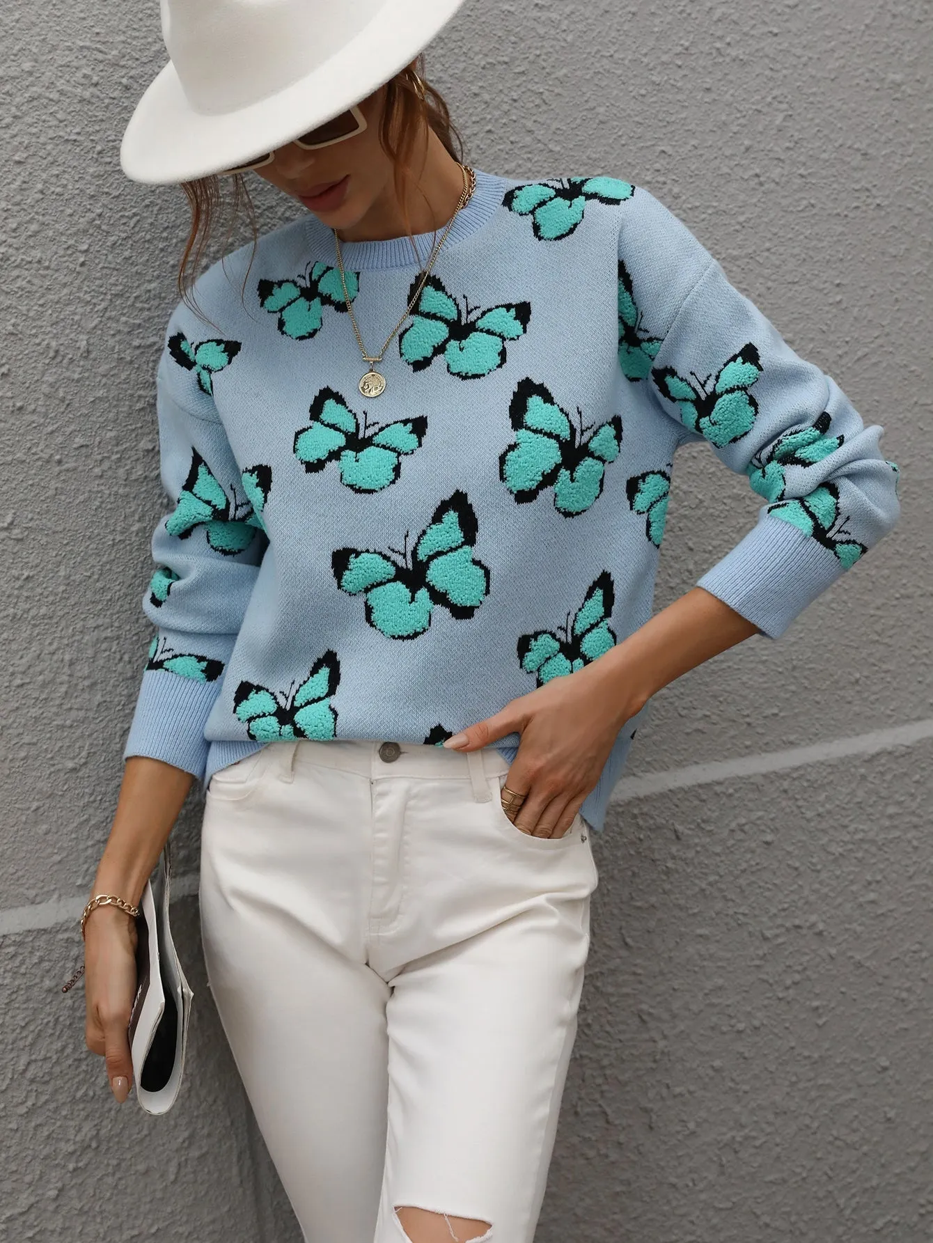 Butterfly Knit Top - Blue
