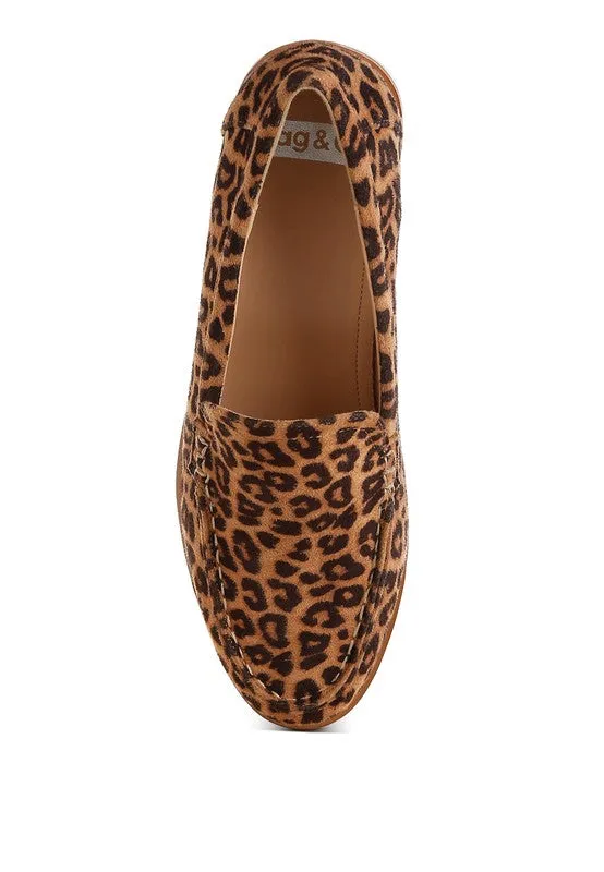 Cacani Leopard Print Heeled Loafers – Block Heel, Cushioned Slip-On, Women's Shoes
