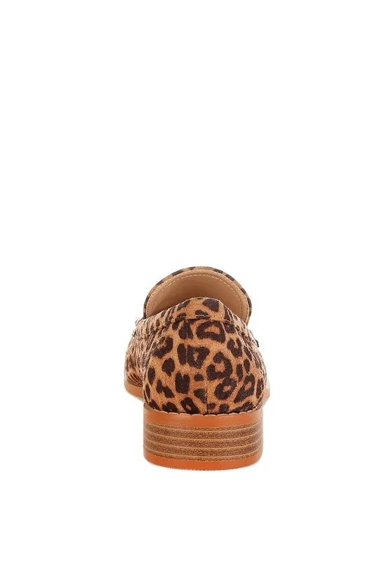 Cacani Leopard Print Heeled Loafers – Block Heel, Cushioned Slip-On, Women's Shoes