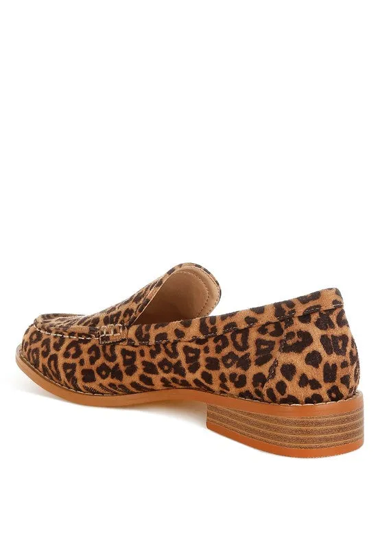 Cacani Leopard Print Heeled Loafers – Block Heel, Cushioned Slip-On, Women's Shoes