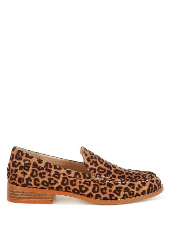 Cacani Leopard Print Heeled Loafers – Block Heel, Cushioned Slip-On, Women's Shoes