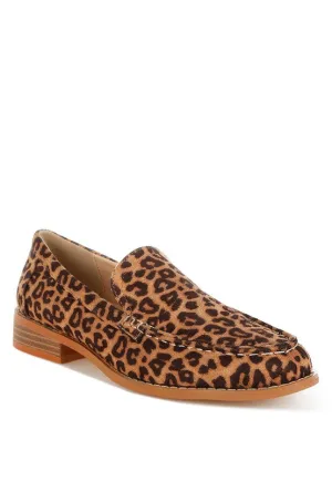 Cacani Leopard Print Heeled Loafers – Block Heel, Cushioned Slip-On, Women's Shoes