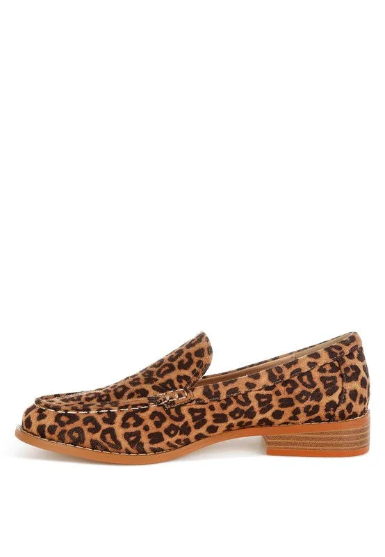 Cacani Leopard Print Heeled Loafers – Block Heel, Cushioned Slip-On, Women's Shoes