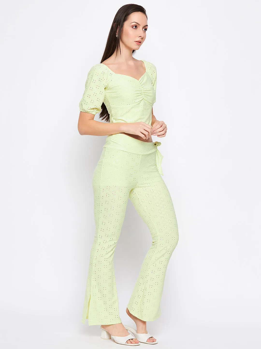 Camla Barcelona Lemon Self Design Sweetheart Neckline  Co-Ord Set