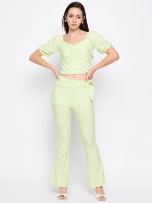 Camla Barcelona Lemon Self Design Sweetheart Neckline  Co-Ord Set