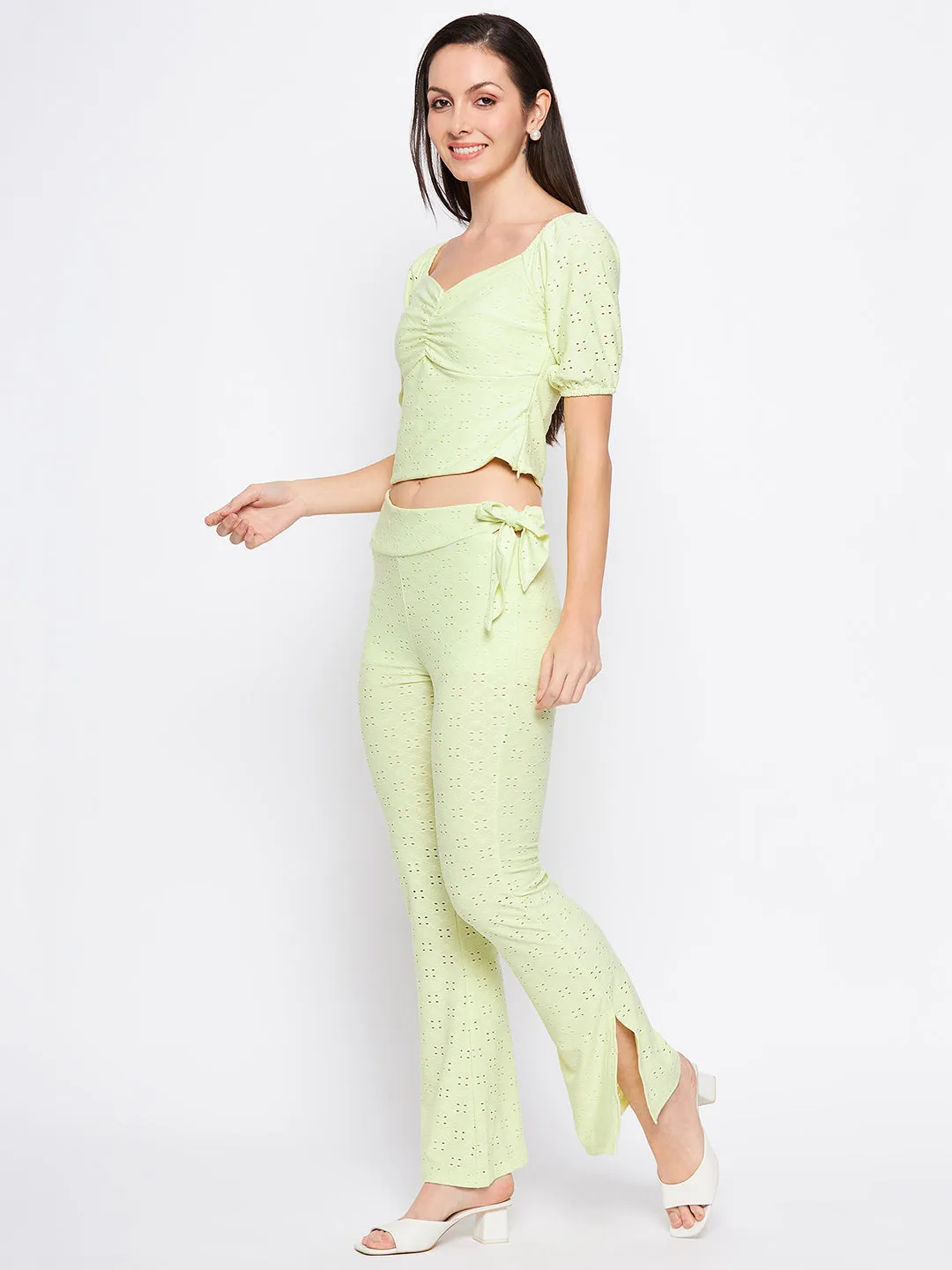 Camla Barcelona Lemon Self Design Sweetheart Neckline  Co-Ord Set