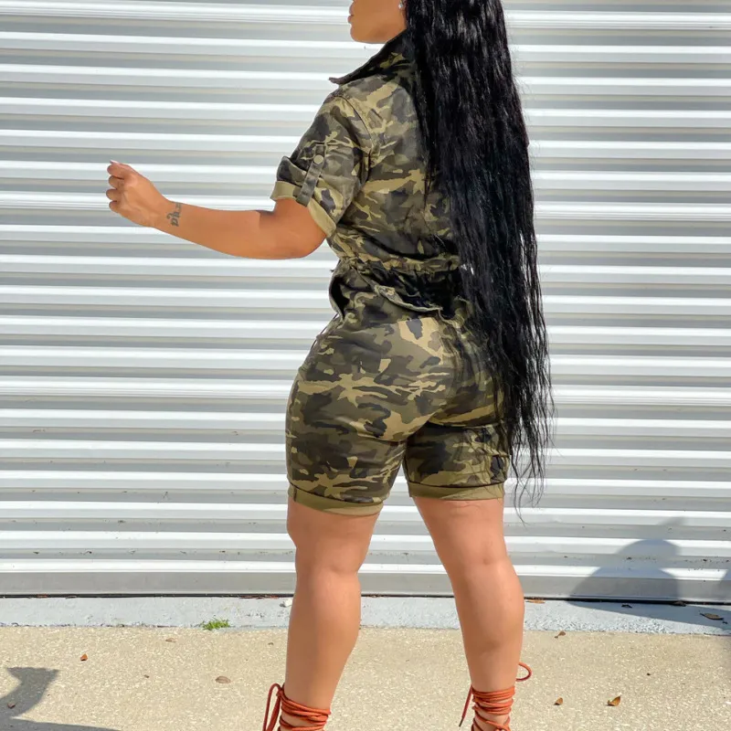 Camouflage Queen Zip Up Utility Romper