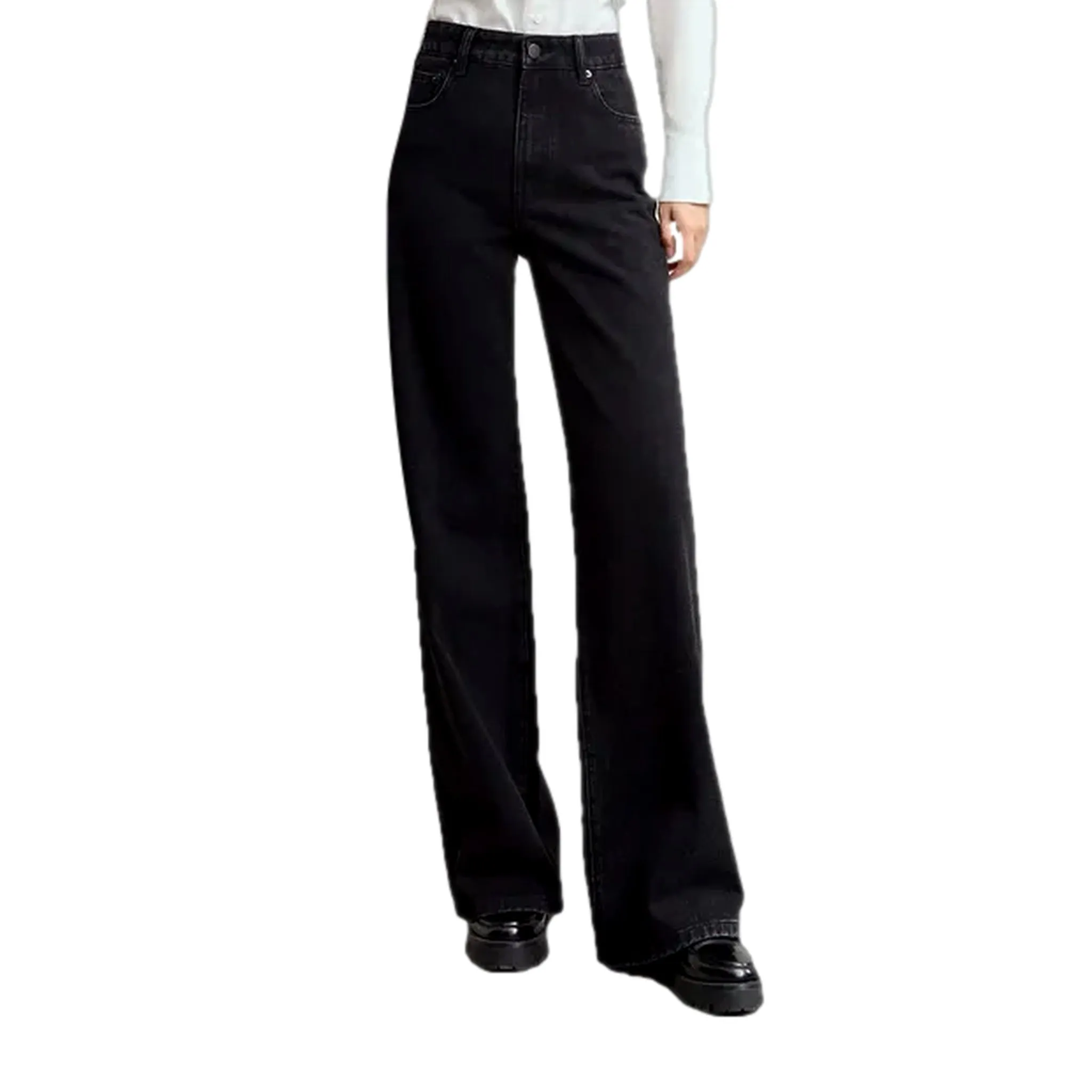 Casual wide fit one-tone jeans for ladies