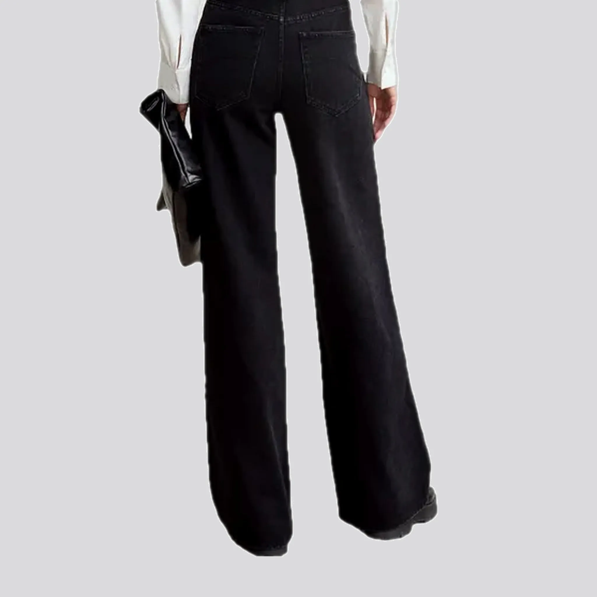 Casual wide fit one-tone jeans for ladies